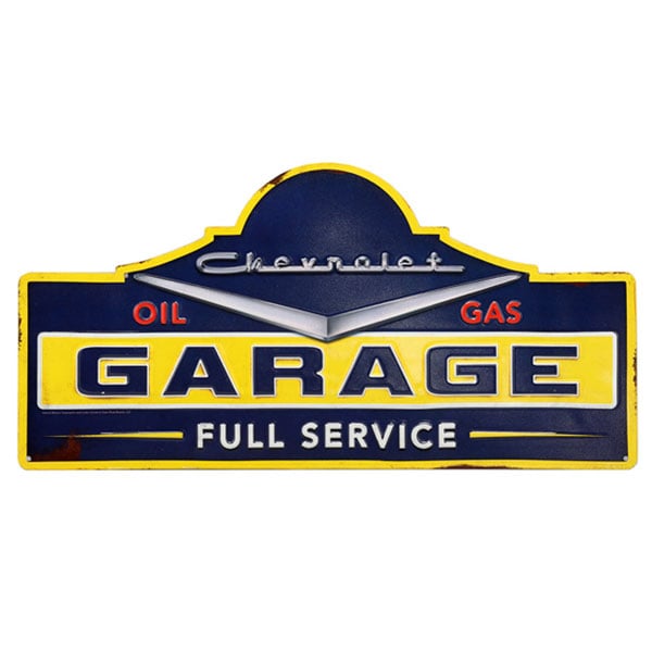 Chevrolet Garage Rustic Embossed Tin Sign | 90169079-S