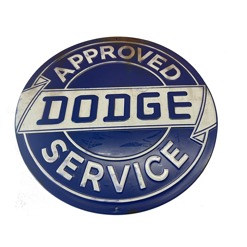 Approved Dodge Service round blue white embossed tin sign Diameter: 12