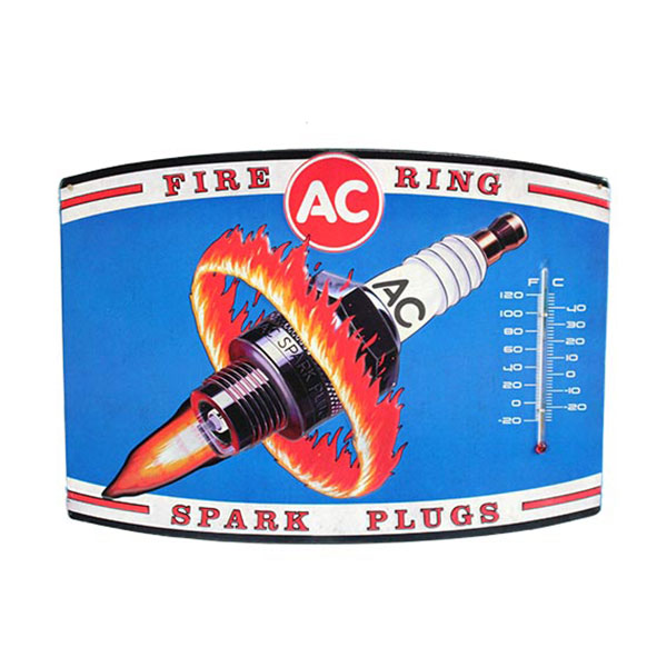 AC Delco Fire Rings Spark Plugs Thermometer Tin Sign 14