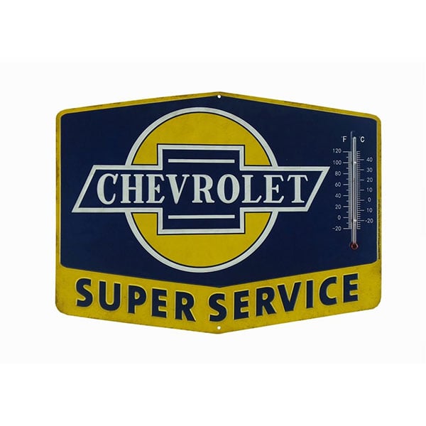 Chevrolet Super Service Thermometer Tin Sign 14