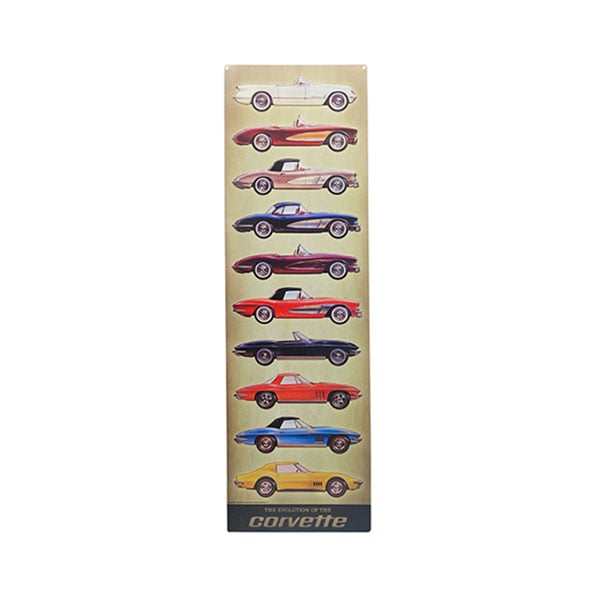 Corvette Models Vertical Embossed Tin Sign 9.18