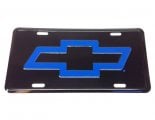 1960 Chevrolet El Camino ACCESSORY LICENSE PLATE - BLACK BACKGROUND WITH BLUE CHEVY BOWTIE | BK1000C