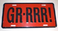 1977 Pontiac GTO/LeMans/Tempest ACCESSORY LICENSE PLATE (ORANGE BACKGROUND WITH BLACK OUTLINE & GR-RRR! IN BLACK LETTERS) | BK10111G