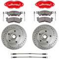 1981 Pontiac GTO/LeMans/Tempest WILWOOD REPLACEMENT BRAKE KIT WITH DRILLED/SLOTTED ROTORS, BRAIDED HOSES AND RED DUAL PISTON ALUMINUM CALIPERS - RCP79Z | BR5132Z