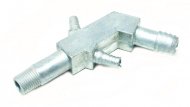 1973 Pontiac GTO/LeMans/Tempest ALUMINUM CARBURETOR FITTING - VERY RARE AND SOUGHT AFTER PART. THE GM NUMBER ON THIS PART IS 487331. FITS 4BBL QUADRAJET CARBURETORS. IT HAS 2 VACUUM PORTS, ONE ANGLED FOR POWER BRAKES | CB8523G