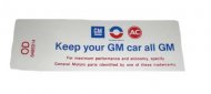 1970 Oldsmobile Cutlass/442/F85 ALL 4 BBL CARB W/EVAP CONTROL EMISSION KEEP YOUR GM ALL GM AIR CLEANER DECAL OD (D00494) | DC1905T