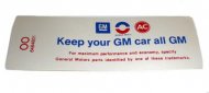 1970 Oldsmobile Cutlass/442/F85 ALL REGULAR 2 BBL CARB KEEP YOUR GM ALL GM AIR CLEANER DECAL OO (D00484) | DC1906T