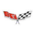 1977 Chevrolet Corvette NOSE EMBLEM GM # 379918 (CROSSFLAGS - SHOW QUALITY WITH 3M TAPE ON BACK) BRIGHT RED | EM1000O