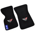 1981 Chevrolet Corvette FLOOR MATS PLUSH STYLE CARPET BLACK WITH EMBROIDERED CORVETTE LOGO  2PC SET | IN1131O