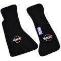 1992 Chevrolet Corvette FLOOR MATS PLUSH STYLE CARPET BLACK WITH EMBROIDERED CROSS FLAGS LOGO  2PC SET | IN1119O