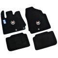 2010 Cadillac Cars FLOOR MATS PLUSH STYLE CARPET BLACK WITH EMBROIDERED CREST LOGO  4PC SET | IN3247D