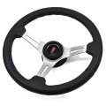 1967 Oldsmobile Full Size AFTERMARKET STEERING WHEEL KIT (BLACK LEATHER WHEEL WITH BRUSHED SILVER SPOKES, 14 | ST3224T