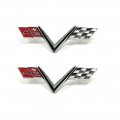 1967 Chevrolet Impala/Caprice/Bel Air FRONT FENDER EMBLEM V FLAGS GM 3899582 - PAIR | EM10029P
