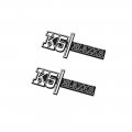 1973 GM Truck K5 BLAZER FENDER EMBLEM BLACK & CHROME DIE CAST CHROME PLATE METAL GM # 328860  PAIR | EM10083K