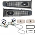 1966 Pontiac GTO/LeMans/Tempest GRILLE KIT (INCLUDES 2 GRILLES, 2 PARK LAMP REFLECTORS WITH HARNESS, 2 BULBS, 2 LENSES (CLEAR), 2 GASKETS, & 2 BEZELS) YOU WILL NEED TO REUSE YOUR OLD OUTER TRIM MOLDINGS OR BUY OUR REPRODUCTION ONES, THEY ARE NOT INCLUDED IN THIS KIT | GH4933G