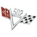 1998 Chevrolet Impala/Caprice/Bel Air UNIVERSAL CROSSFLAG EMBLEM WITH 502 EMBLEM ATTACHED (MEASURES 2-7/8