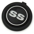 1972 Chevrolet Nova/Chevy II 4 SPOKE SPORT STEERING WHEEL EMBLEM (SS IN WHITE WITH BLACK BACKGROUND) GM #352886 | ST5463C