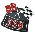 1987 Chevrolet El Camino DIECAST METAL AIR CLEANER EMBLEM 396 CROSSFLAGS GM # 3874908 | EM15391C