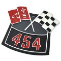 1987 Chevrolet El Camino DIECAST METAL AIR CLEANER EMBLEM 454 CROSSFLAGS GM # 3874910 | EM15393C