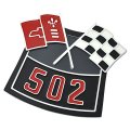 1987 Chevrolet El Camino DIECAST METAL AIR CLEANER EMBLEM 502 CROSSFLAGS GM # 3874911 | EM15394C
