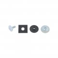 1967 Pontiac Firebird/TransAm DOOR GLASS MOUNTING HARDWARE KIT (1 DOOR) - INCLUDES FLAT HEAD BOLT WITH SERRATIONS AS ORIGINAL, TO KEEP FROM SPINNING WHILE TIGHTENING, CORRECT DOMED WASHER NUT, PLASTIC WASHER AND SQUARE RUBBER GASKET | GL3323F