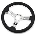 1978 Pontiac GTO/LeMans/Tempest AFTERMARKET STEERING WHEEL (BLACK LEATHER WHEEL WITH CHROME SPOKES, 14 | ST3012Z