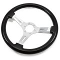 1967 Oldsmobile Full Size AFTERMARKET STEERING WHEEL (BLACK WOOD WHEEL WITH BRUSHED SILVER SPOKES, 14'' OUTSIDE DIAMETER) | ST3074Z