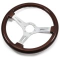 1981 Pontiac GTO/LeMans/Tempest AFTERMARKET STEERING WHEEL (CHERRY WOOD WHEEL WITH BRUSHED SILVER SPOKES, 14'' OUTSIDE DIAMETER) | ST3028Z