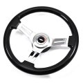 1981 Chevrolet Corvette AFTERMARKET STEERING WHEEL (DARK BLACK WOOD WHEEL WITH CHROME SPOKES, 14'' OUTSIDE DIAMETER) | ST1004C