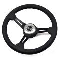 1966 Chevrolet Corvette AFTERMARKET STEERING WHEEL (BLACK LEATHER WHEEL WITH BLACK ANODIZED SPOKES, 14 | ST1007C