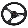 1967 Oldsmobile Full Size AFTERMARKET STEERING WHEEL KIT (BLACK LEATHER WHEEL WITH BLACK ANODIZED SPOKES, 14 | ST2002T