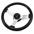 1967 Oldsmobile Full Size AFTERMARKET STEERING WHEEL KIT (DARK BLACK WOOD WHEEL WITH BRUSHED SILVER SPOKES, 14 | ST2004T