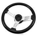 1970 Buick Full Size & Riviera AFTERMARKET STEERING WHEEL KIT (DARK BLACK WOOD WHEEL WITH BRUSHED SILVER SPOKES, 14 | ST3005S
