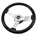 1970 Chevrolet Corvette AFTERMARKET STEERING WHEEL KIT (DARK BLACK WOOD WHEEL WITH BRUSHED SILVER SPOKES, 14 | ST1017C