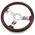 1978 Pontiac GTO/LeMans/Tempest AFTERMARKET STEERING WHEEL (CHERRY WOOD WHEEL WITH CHROME SPOKES, 14'' OUTSIDE DIAMETER) | ST3011Z