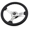 1966 Chevrolet Corvette AFTERMARKET STEERING WHEEL (BLACK LEATHER WHEEL WITH BRUSHED SILVER SPOKES, 14 | ST8905C