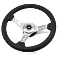 1970 Chevrolet Corvette AFTERMARKET STEERING WHEEL (BLACK LEATHER WHEEL WITH BRUSHED SILVER 3 SPOKES WHEEL, 14 | ST6539C