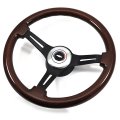 1966 Chevrolet Corvette AFTERMARKET STEERING WHEEL (WOOD WHEEL WITH BLACK ANODIZED SPOKES, 14'' OUTSIDE DIAMETER) - INCLUDES: BRUSHED SILVER BOWTIE CENTER CAP, FLAT TOP SMALL DIAMETER HUB, HORN CONTACT - SOLD AS A KIT | ST7094C