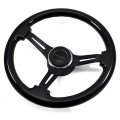 1970 Buick Full Size & Riviera AFTERMARKET STEERING WHEEL KIT (DARK BLACK WOOD WHEEL WITH BLACK ANODIZED SPOKES, 14 | ST9508S