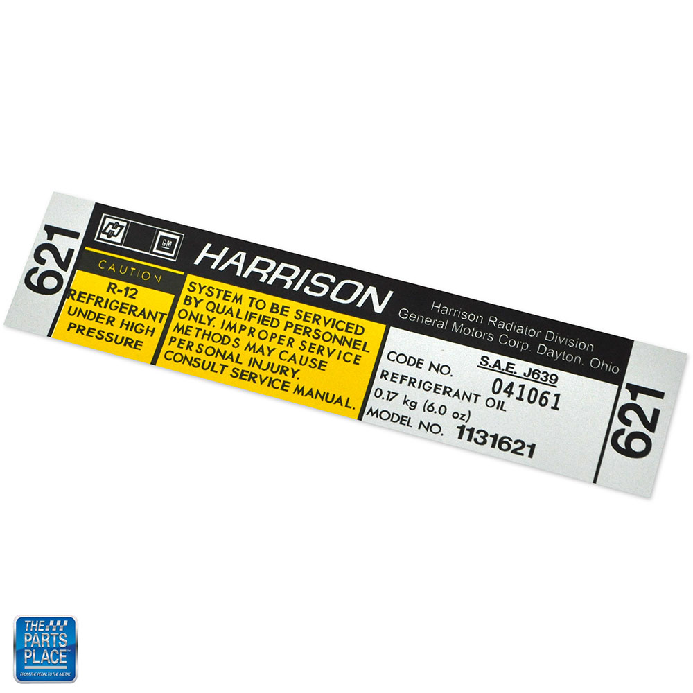 19781988 GBody Harrison Air Conditioner Compressor Decal GM 1131621