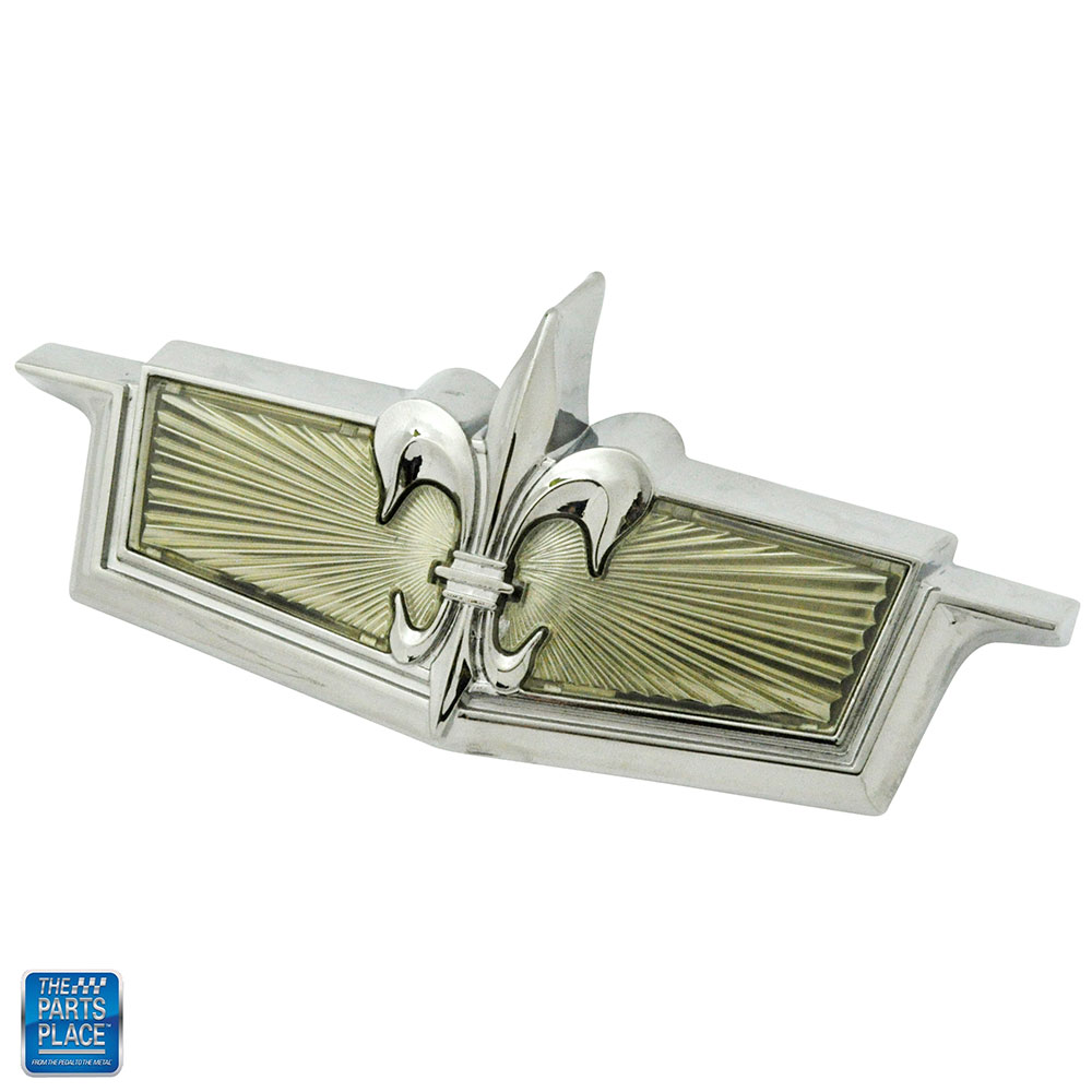 1976 Chevy Impala Caprice Header Panel Emblem – Fleur-de-Lis Design, GM Part #374678, Original Style 3 thumbnail image