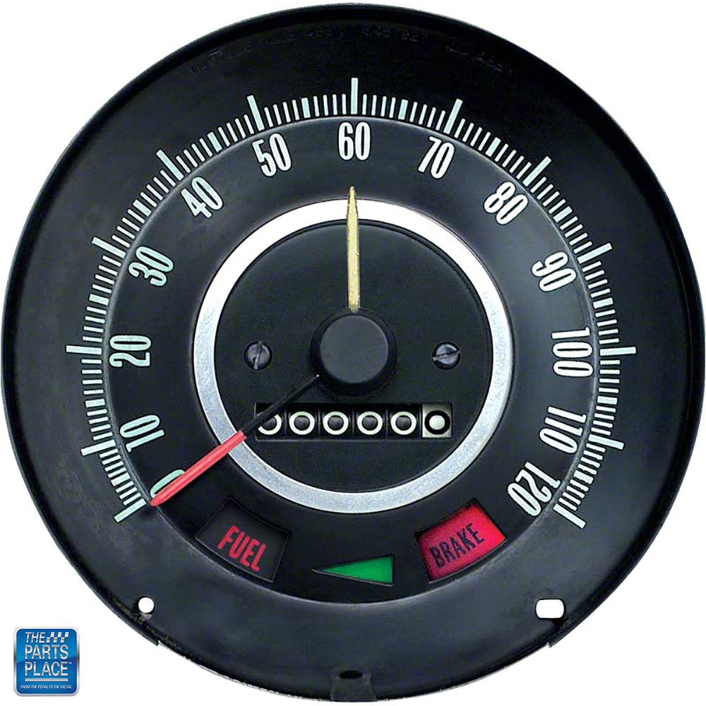 Speedometer Gauge Standard Without Rally Gauges With Speed Warning Black Face 120 MPH GM # 6480796 for 1967 Firebird