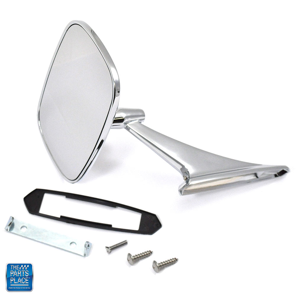 Outside Mirror Non Remote Chrome New GM 988857 Right Hand RH Each for 1969-1972 GTO,  LeMans, 1969 Fireibrd Trans Am