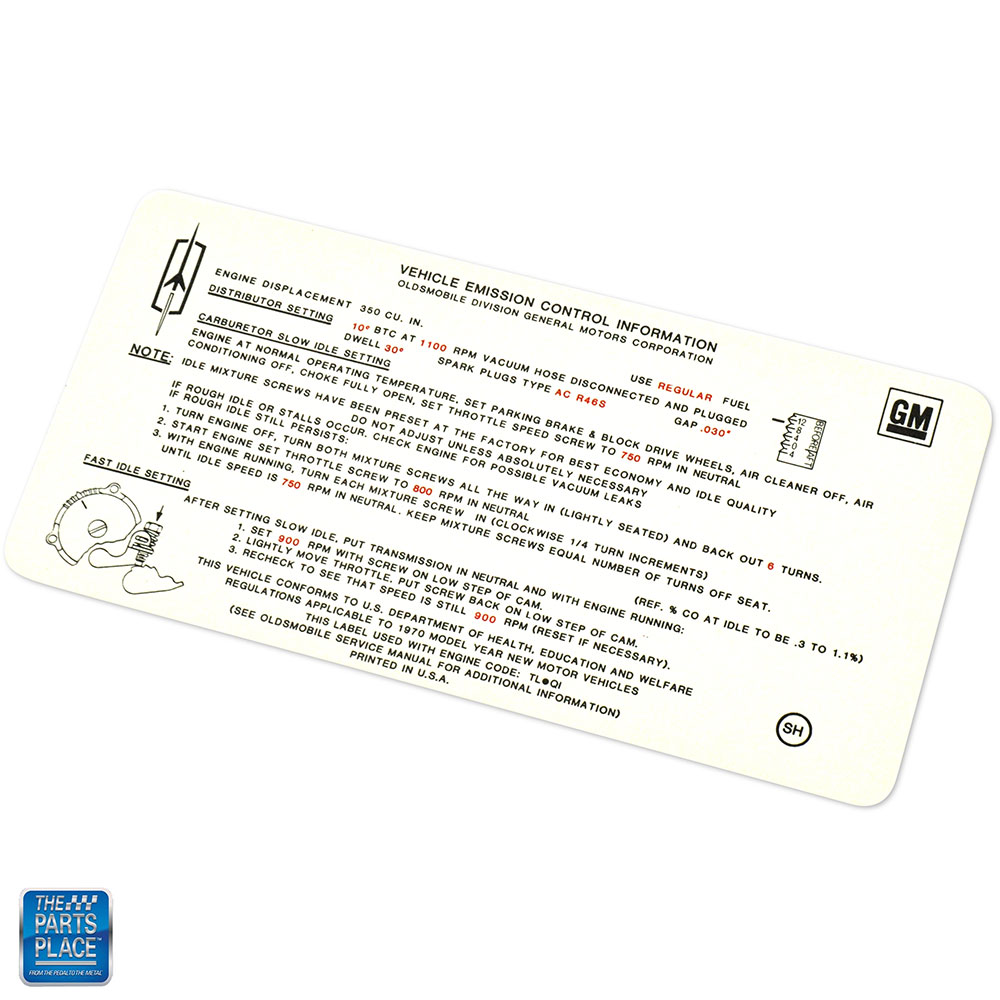 1970 Cutlass 442 350-2V MT AB Body Emission Decal OG DO0200 EA | eBay