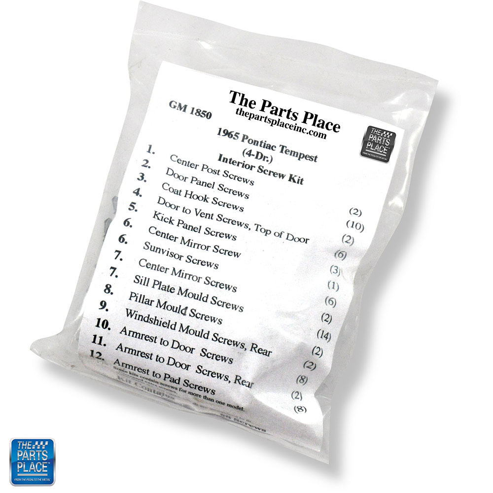 Interior Screw Hardware Kit 4 Door GM 1850 for 1965 Tempest