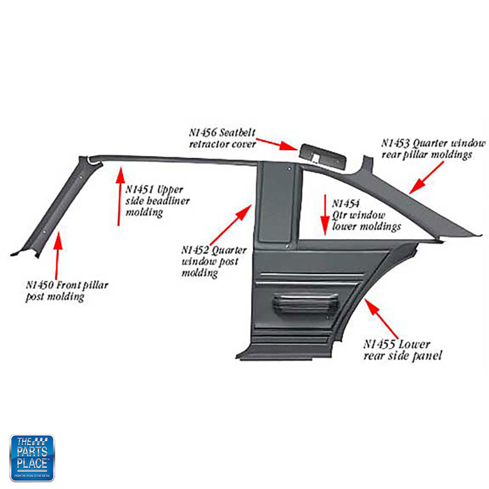 19751979 Nova Chevy II Interior Rear Quarter Window Lower Moldings