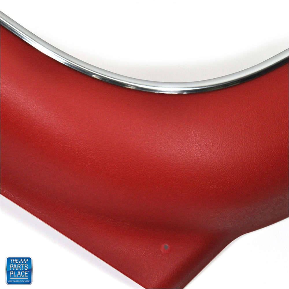 Red bucket seat back and aprons molded plastic and chrome for 1969-1972 GM cars.