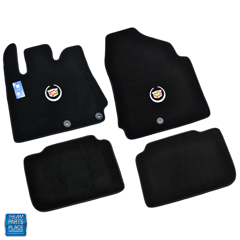 20102016 Cadillac SRX Floor Mats Carpet Black w/ Embroidered Crest