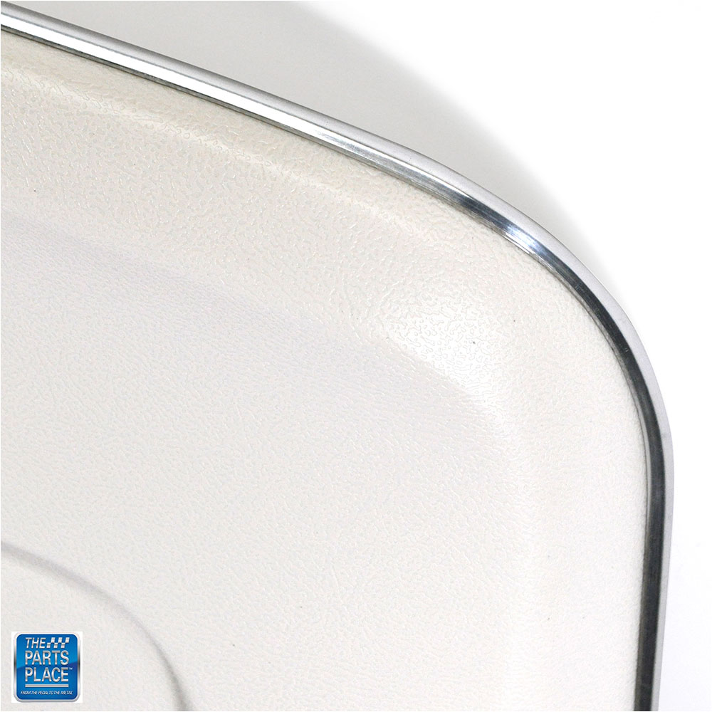 Sandalwood / Off White Bucket Seat Backs Injection Molded Plastic & Molded Chrome Trim Pair for Fits 1966 Chevelle, Malibu, GTO, LeMans, Cutlass 442, El Camino, Nova, Chevy II, Skylark GS, Impala, Caprice, Bel Air