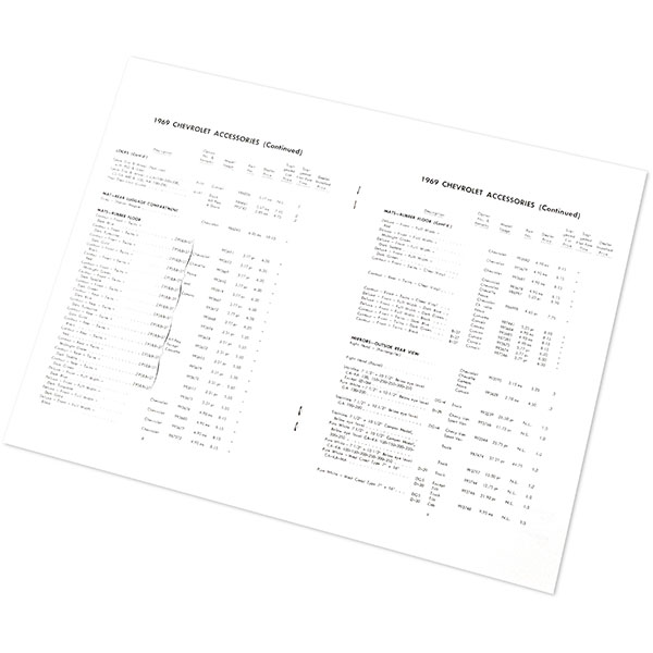 1969 Chevrolet Chevelle/Malibu NEW VEHICLE CUSTOM ACCESSORY PRICE LIST - 17 PAGE BROCHURE | DC0509